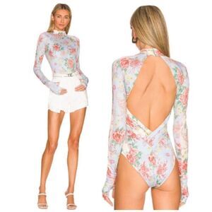 Free People HAH Gloves Off Bodysuit Swimsuit in Kyoto Kimono & French Blue - NWT